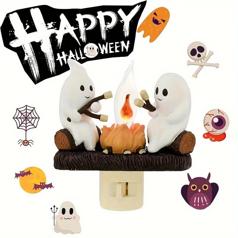 110V 220V Halloween Ghost Bonfire twinkling night light, 3D LED campfire night light,Halloween interior cute decoration