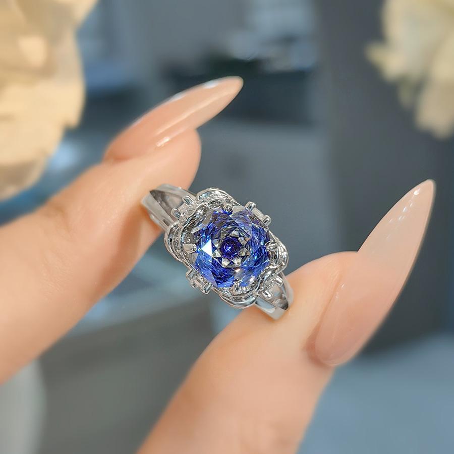 Octagonal Millennium Rose Pink Diamond Necklace Pendant Inlaid With High Carbon Diamonds Lucky Yellow Diamond Earrings Tanzanian Blue Ring Women