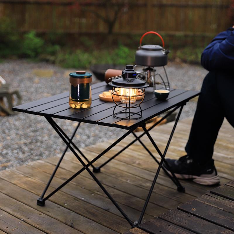 

Lightweight Aluminum Folding Table Portable Camping Desk Compact Roll Top Design for Outdoor Picnic Barbecue Beach S чёрный