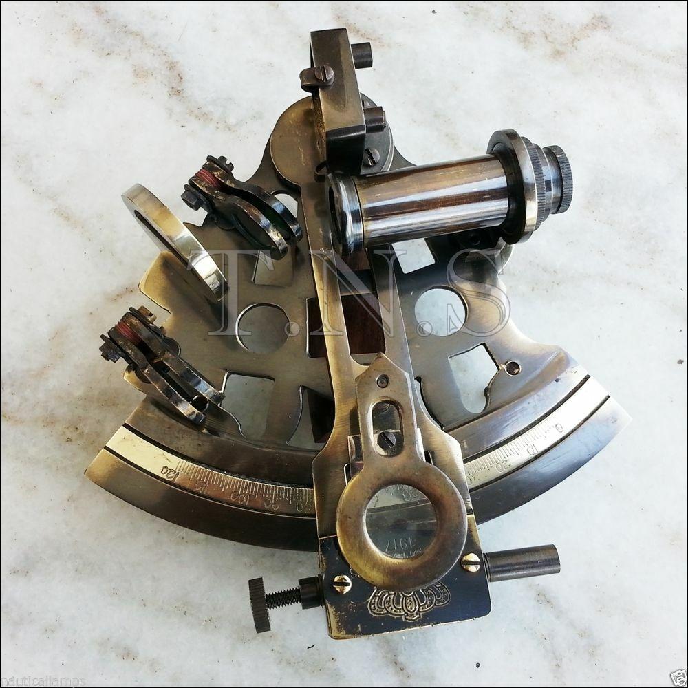 Antiker Messing Funktionierender Marine Sextant Sammlerstück Vintage Nautisches Schiff Astrolabium
