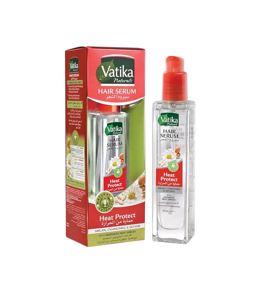 

Vatika Naturals Heat Protect Hair Serum (47mL) | Natural Extracts of Argan, Chamomile and Seasame | Advanced Heat Shields for Hair 47 ml