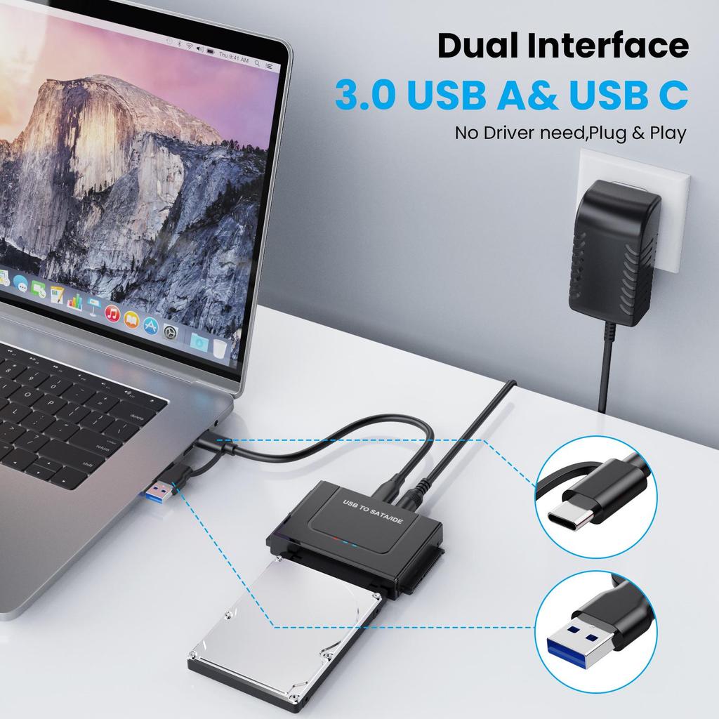USB 3.0 to IDE/SATA Hard Drive Converter - Multifunctional Cable for 2.5"/3.5" Drives