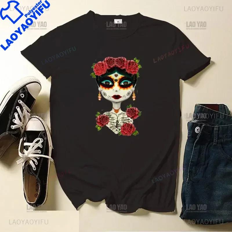 Skull Day Of The Dead Graphic T Shirts Skeleton Unisex Tshirts Mexican Heritage Flowers Black Tops Casual Kawaii Funny Clothes