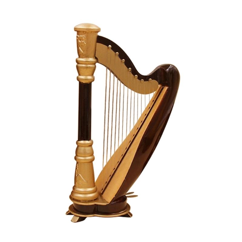 Wooden Miniature Harp Model with Black Gift Case Musical Instrument Model Musical Gifts Ornaments Decorations