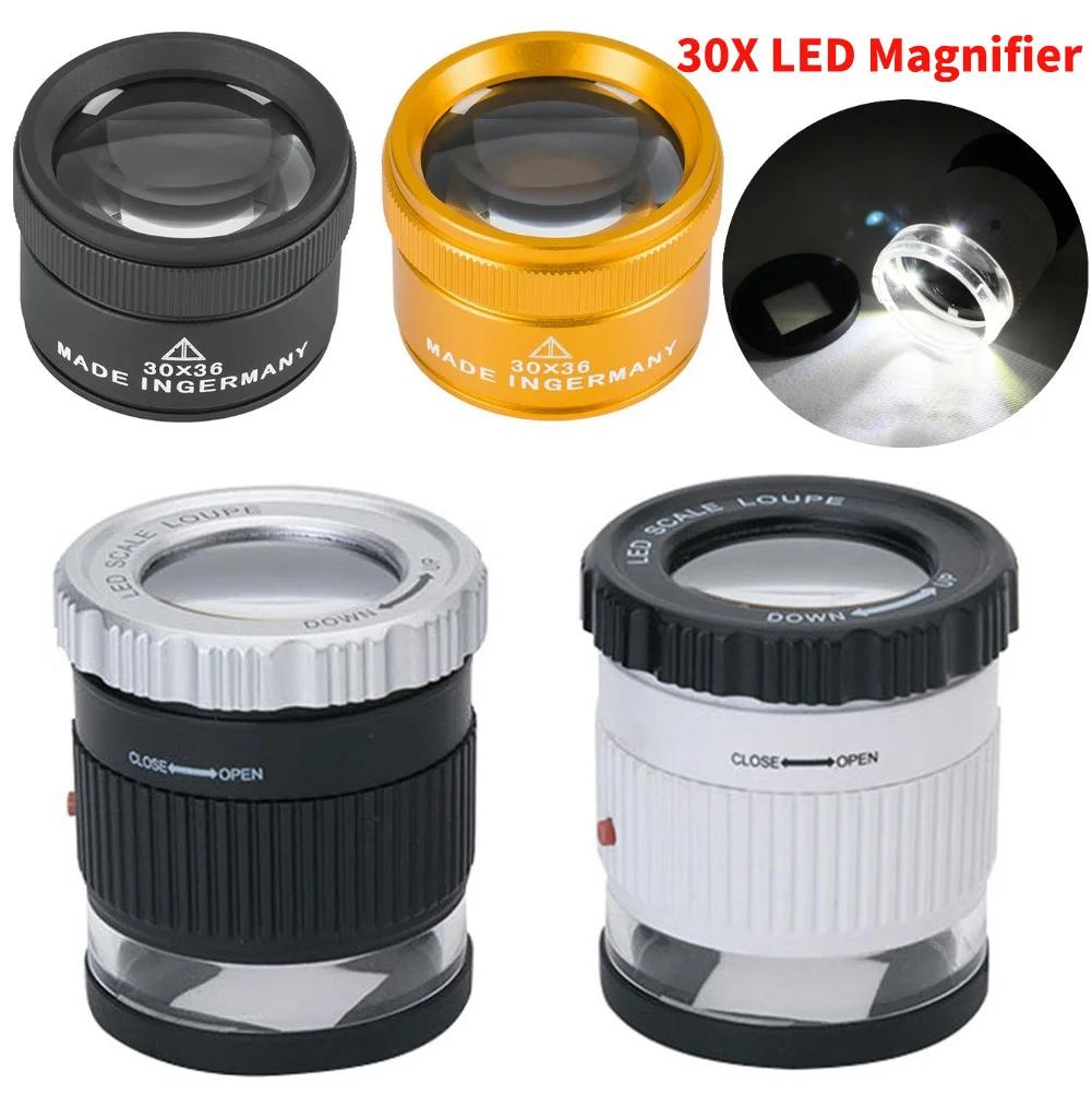 30x 15x 10x 5x 3xMagnifying Glass with led Student Reading Magnifier Glasses Eye Lens Watch Repair for Coin Stamps Lupe Loupe