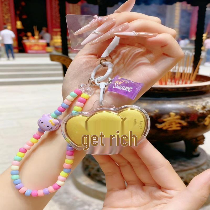 999 Fine Gold Ingot Keychain & Phone Charm – Get Rich Craft Pendant