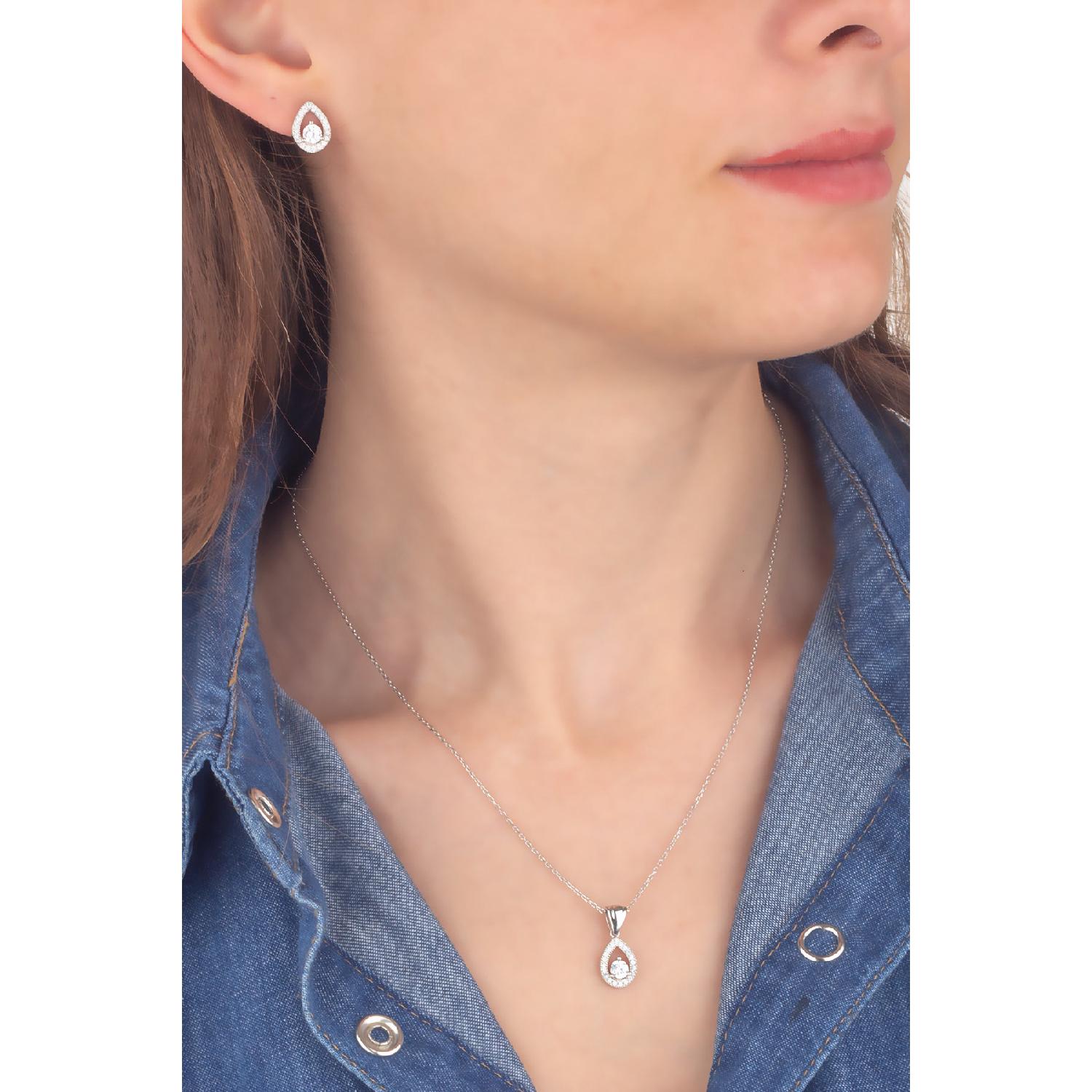 

Комплект серег ожерелья из стерлингового серебра 925 пробы с бриллиантами