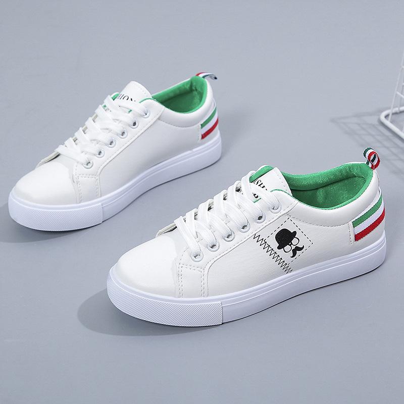 

Женские кроссовки, дышащие, студенческие, повседневные, спортивные, для девочек, на плоской подошве, женские, белые, из искусственной кожи, вулканизированные, классические, дизайнерские 40