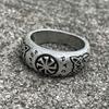 Nostalgia Kolovrat Amulet Slavic Mens Signet Ring Gothic Vintage Jewelry for Men