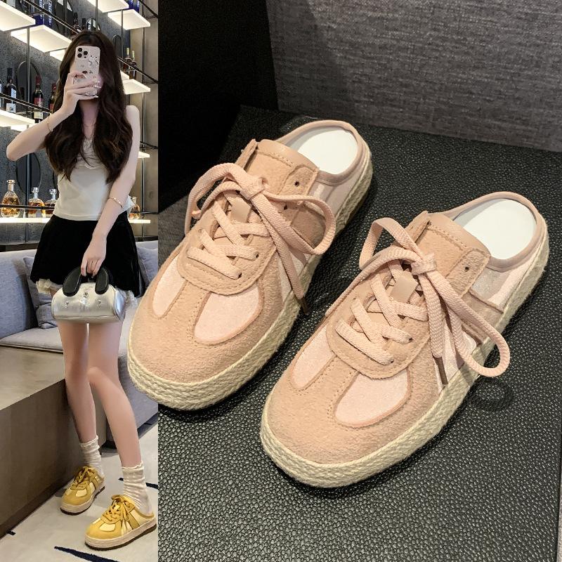 Flat-bottomed bag head and half slippers women's 2025 new summer explosion wear lazy slippers temperament fashion casual shoes