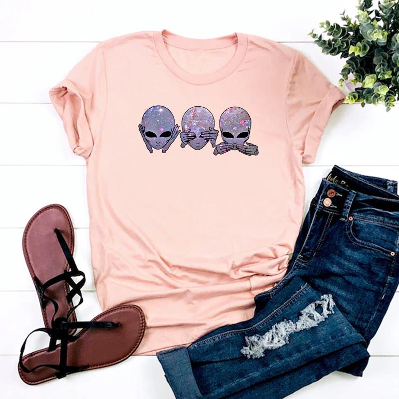 Trend Style Alien Tee Top Moda Tricou Îmbrăcăminte Anii 90 Dulci Încântător Casual Mânecă scurtă Femei Imprimare Damă Femeie Tricou grafic