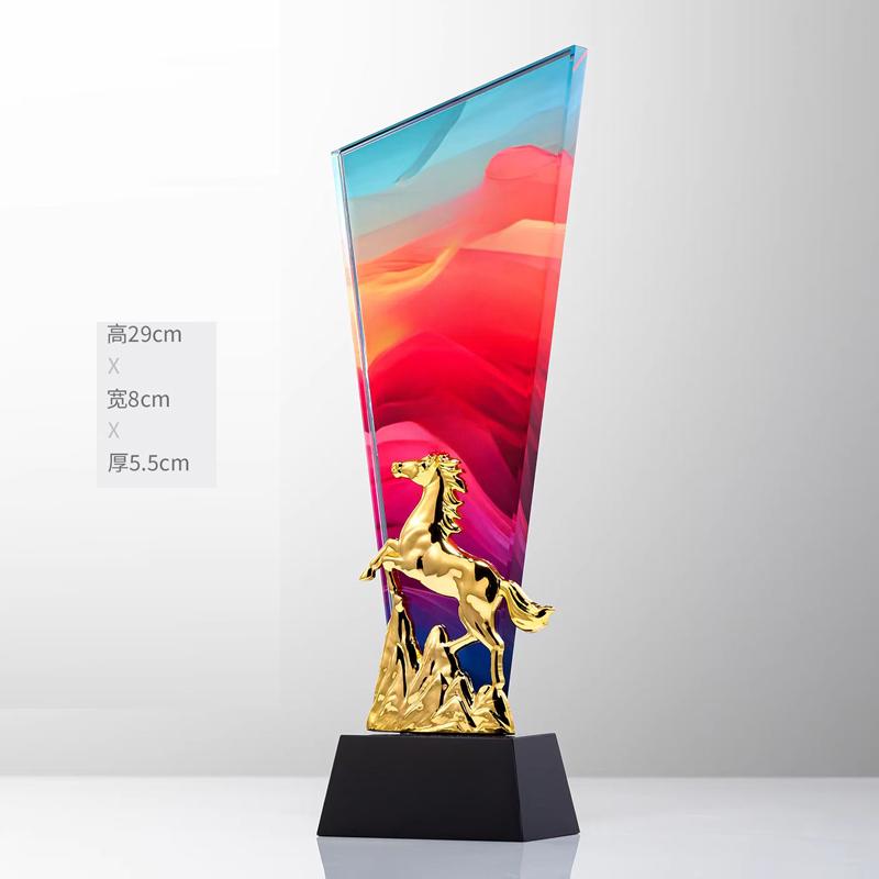

Customized Horse-shaped Resin Crystal Trophy Color Printing Prize Sports Award Outstanding Employee Souvenir Home Decoration 1Pc