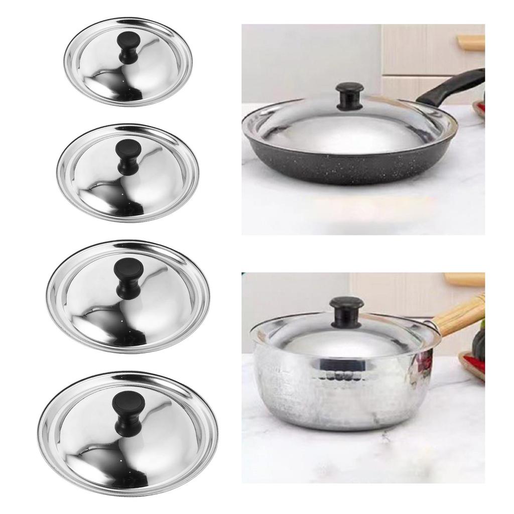 Stainless Steel Pot Lid Universal Frying Round Skillet Construction Airtight Seal with Easy