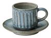 Marui Seito Shigaraki Ware Hechimon Blue Hagi Carving Coffee Cup and Saucer, Approx. 210ml Capacity, Ceramic, Made In Japan, MR-3-3282