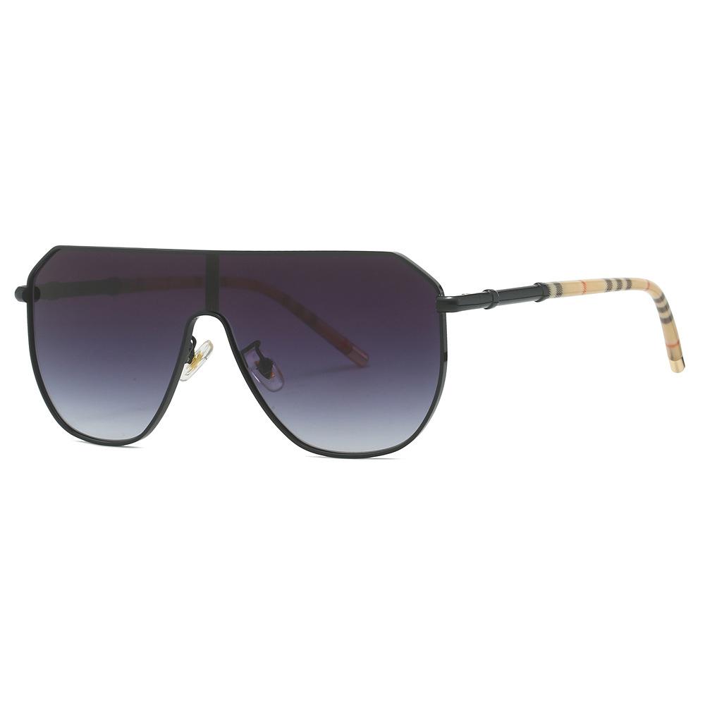 

Fashionable Flat Top Big Frame Sunglasses ladies For Men Luxury Designer Vintage Metal Punk Sunglasses Popular Stripe Shades As the picture