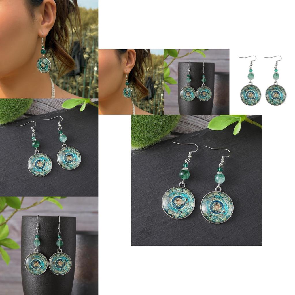 Artistic Floral Pattern Long Pendant Earrings With Retro Ethnic Vibes Perfect For Women