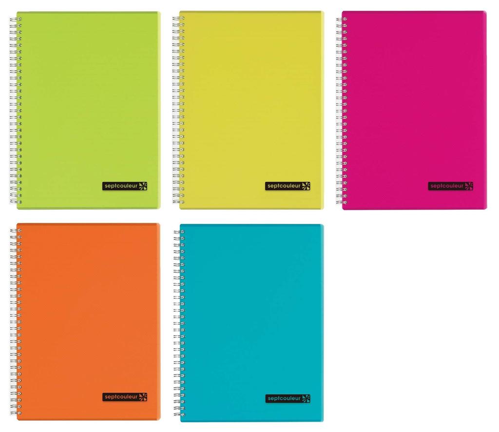 Maruman Sept Couleur B5 Notebook, 7mm Ruled, 31 Lines, 80 Sheets, Green/Yellow/Pink/Orange/Light Blue, N571B-03/04/08/09/52, 5 Colors, 5 Books