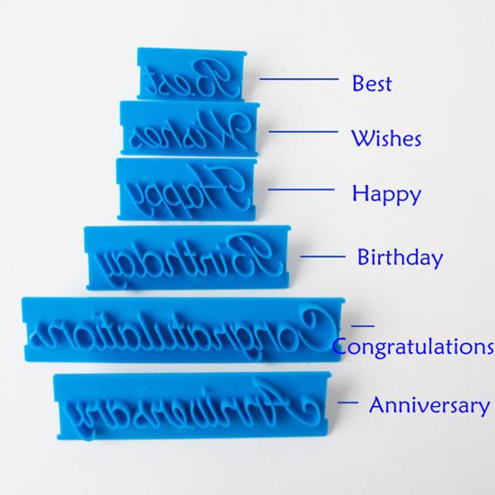 6Pcs Blessing Letter Cake Mold Fondant Chocolate Decorating Home DIY Baking Tool
