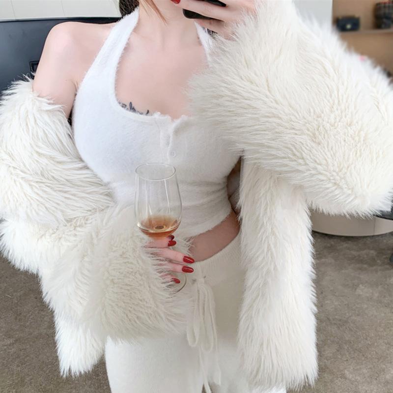 

Halter Neck Women s Camisole Expose Navel Knitted Slim Solid Color Female Tanks Tops