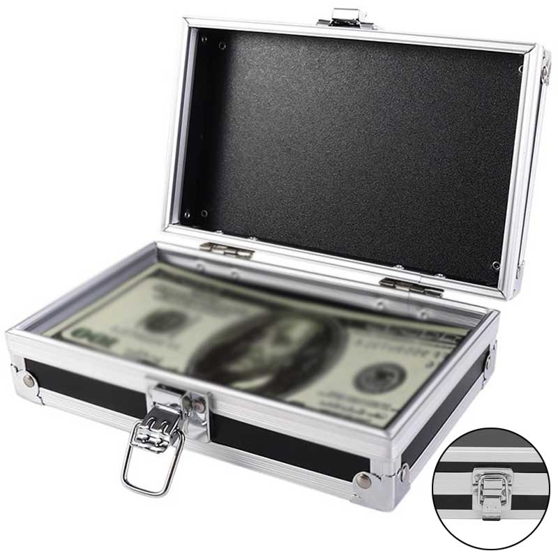 1Pc Aluminum Tool Box Portable Instrument Box Storage Case with Sponge Lining Handheld Impact resistant ToolBox 18x11x5.8cm