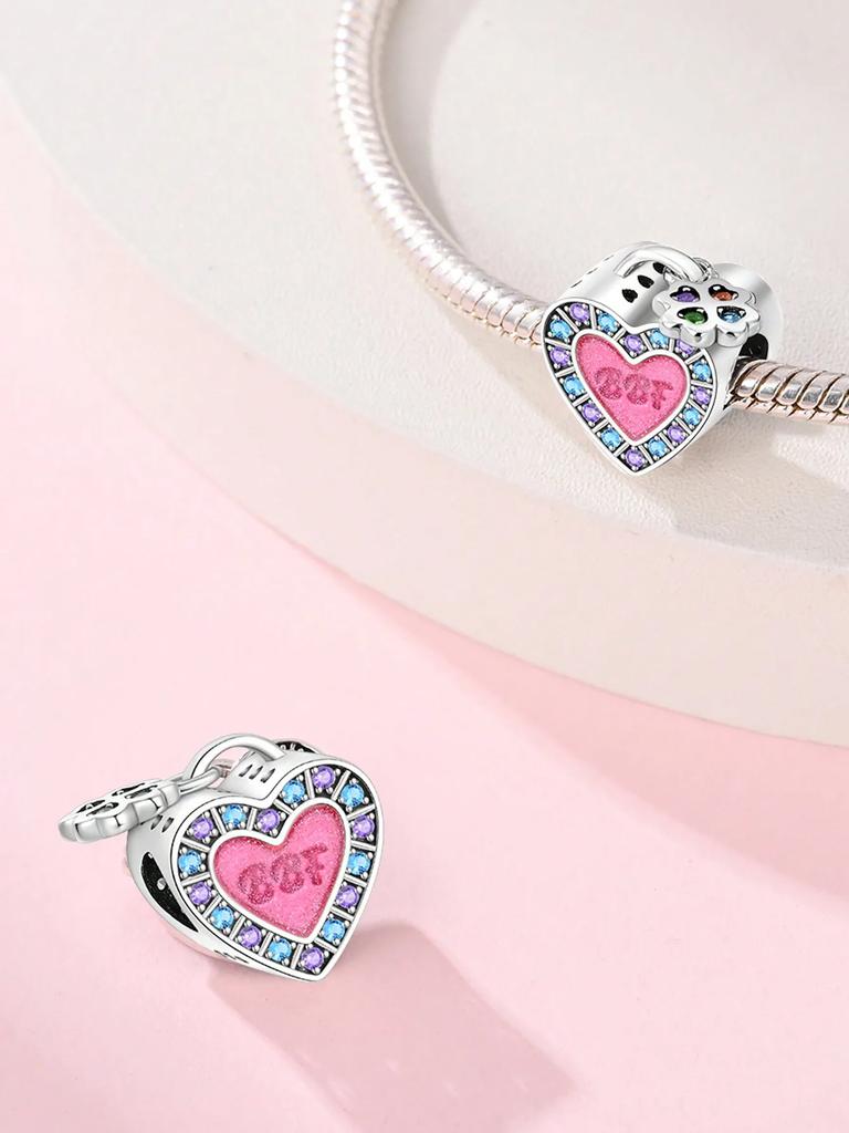 Charm Copper Colors Pink Heart Friendship Bag Bead For Original Bracelet Diy Beads Charms Jewellery Making Gift For Women Styfne
