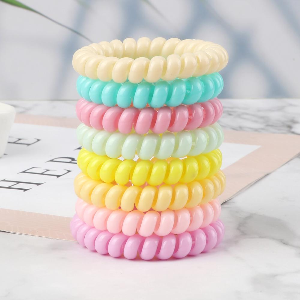 8PCS/Set Fashion Girls Telephone Wire Elastic Hair Bands Hair Ties for Women Ponytail Holder Hair Rope Accessories Gum