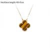Four-leaf Clover Necklace for Women Natural White Mother-of-pearl Carnelian Sweater Chain