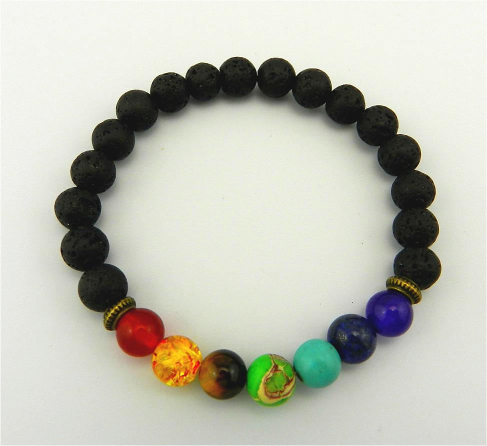Colorful Agate & Lava Stone Energy Bracelet with Natural Beads