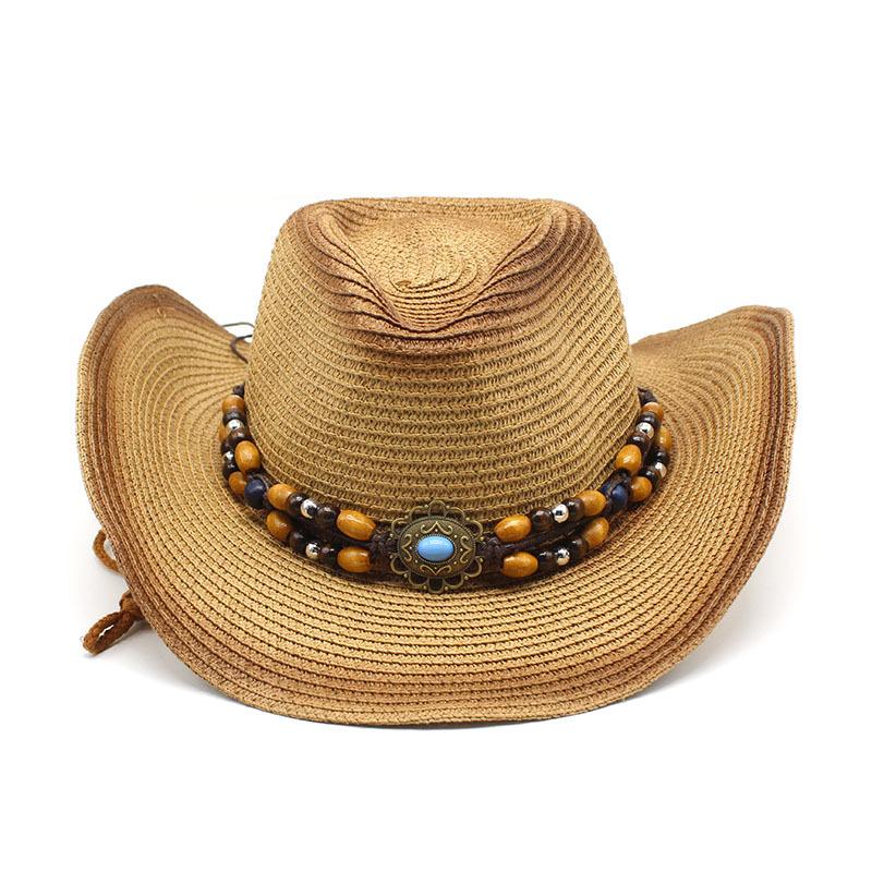 Spring And Summer Men And Women Travel Seaside Beach Sun Protection Sun Hat Spray Paint Denim Straw Hat