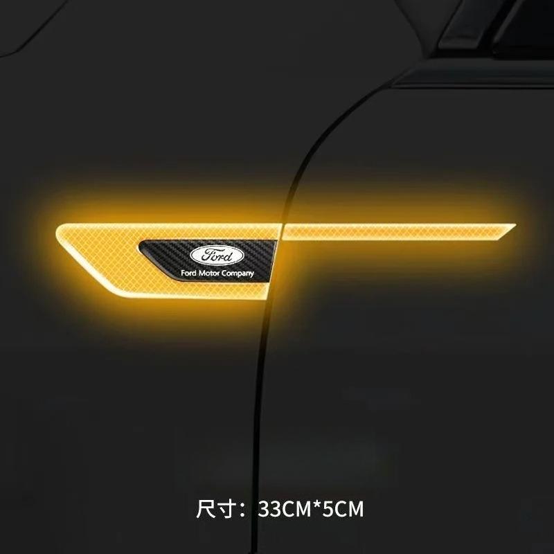 LRJF5 Car Door Reflective Sticker Safety Warning Reflector Tape For Ford ST Fusion Transit Ecosport Exterior Decal Accessories Guard