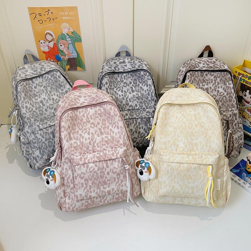 Lightweight Leopard Print Backpack New Student Large-capacity Schoolbag Travel Simple Backpack
