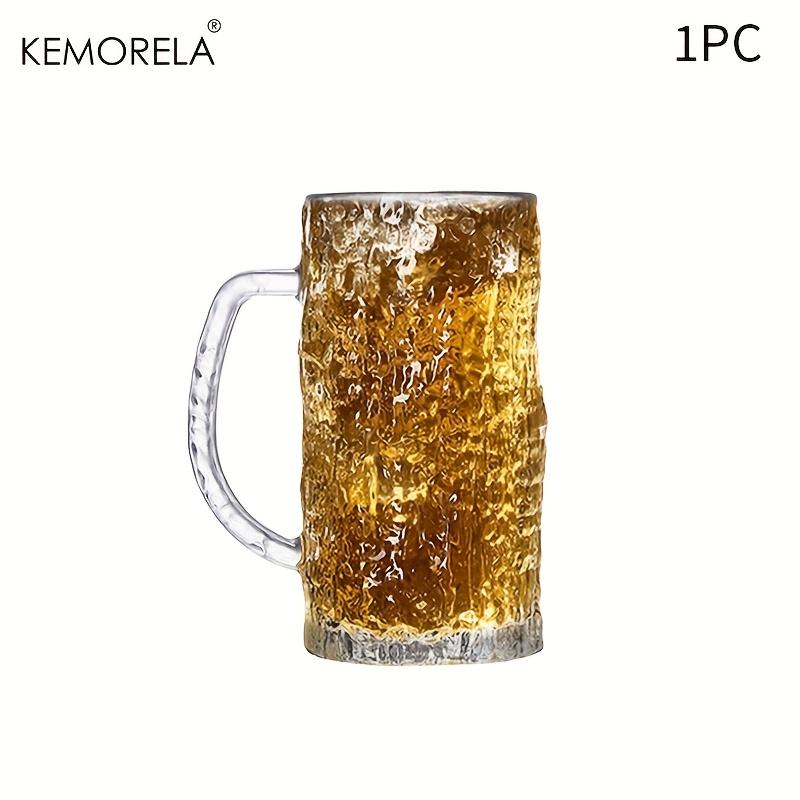 KEMORELA 1/2PC Pub Beer Glasses Thick-Base Pint Mugs with Frosted Glacier Texture Bar Grade Glassware for Lager IPA Craft Beer