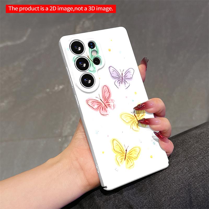2DFlat Samsung phone case Pastel Butterflies Design Applicable to Galaxy S23 S24 S25ULTRA S26 A12 A14 A15 A16 A54 A55