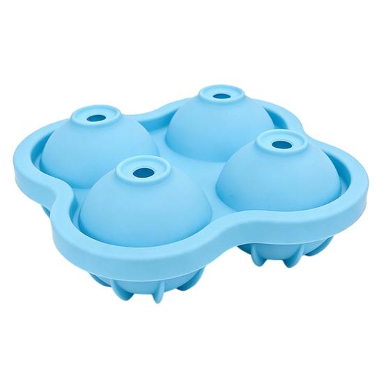 Silicone Ice Ball Mold 4-Cavity Large Sphere Tray for Whiskey Summer Drinks Easy-Release Food-Grade Ice Cube Maker Reusable Cocktail Freeze Tray
