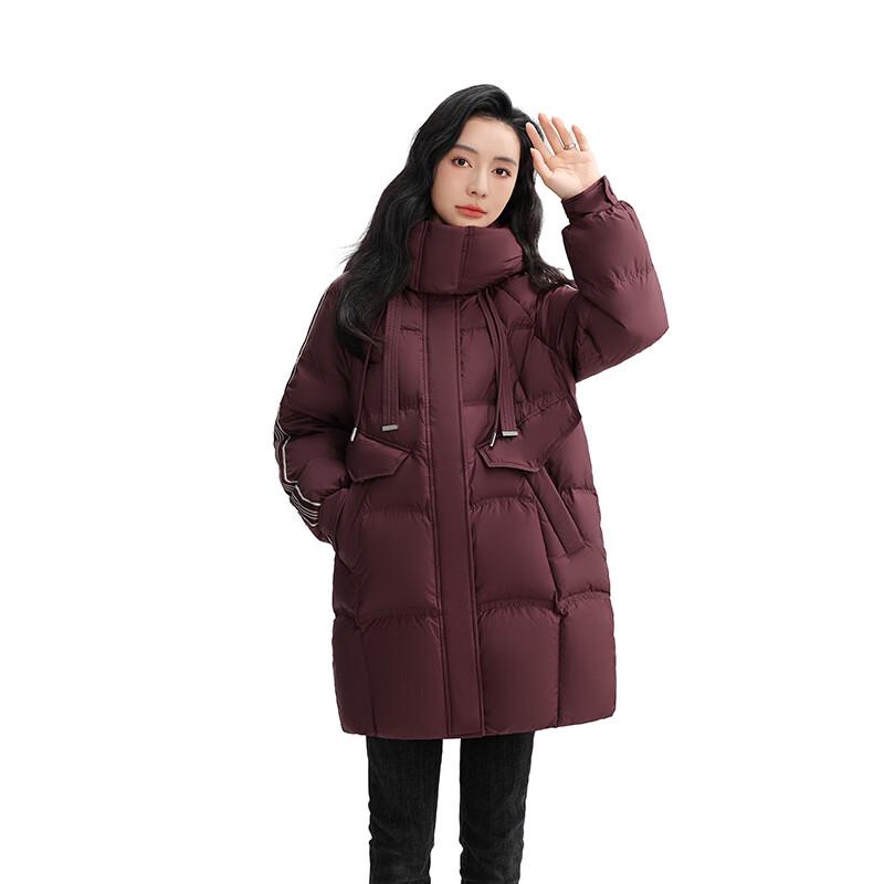 YAYA Women's 2024 Mid-length Hooded Down Jacket