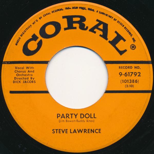 

7inch Record STEVE LAWRENCE - Party Doll 961792 Coral 1957 US Rock Used
