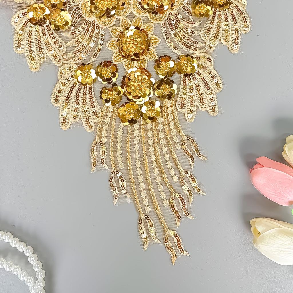 Heavy Industry Luxury Beads Gold Mesh Bottom Embroidery Chest Fake Collar Embroidery Collar Clothing Accessories Decoration