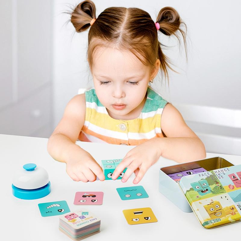 Face Expression Change Shape Matching Game Wooden Montessori Toy Children Early Educational Montessori Sensory Baby Toys