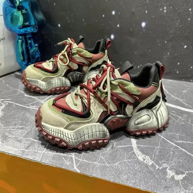 Módní robustní tenisky pánské designové horolezecké boty módní ležérní kožené látkové prodyšné s platformou zvyšující výšku sportovní boty