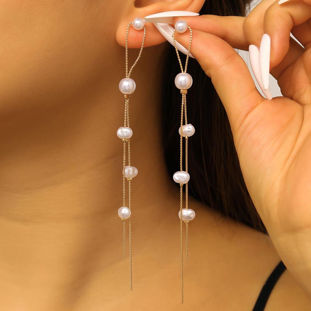 Luxury Flower Diamond Tassel Long Earrings: Elegant Alloy Leaf Design