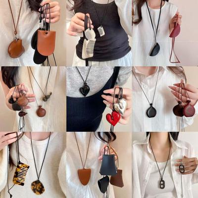 Blogger-Style Leather Bag with Sweater Chain, Multifunctional Earphone Bag, Necklace, Women's Glasses Case, and Accessories