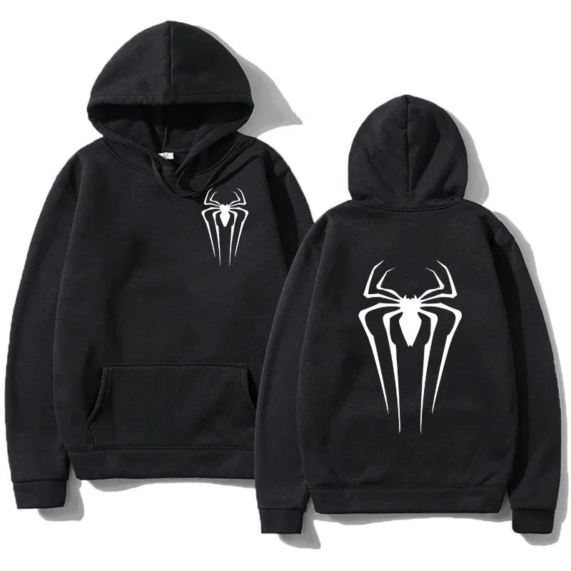 Autumn and winter new men's and women's pullovers, street spider printed sportswear, hoodies, casual loose and warm hoodies