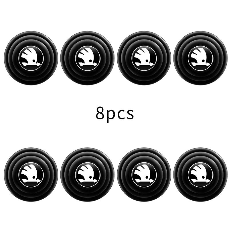 Silicone Car Logo Door Trunk Shock Absorber Sticker Gaskets Pads For Skoda Octavia Rapid Kodiaq Karoq Kamiq Superb Derivative hbkm45
