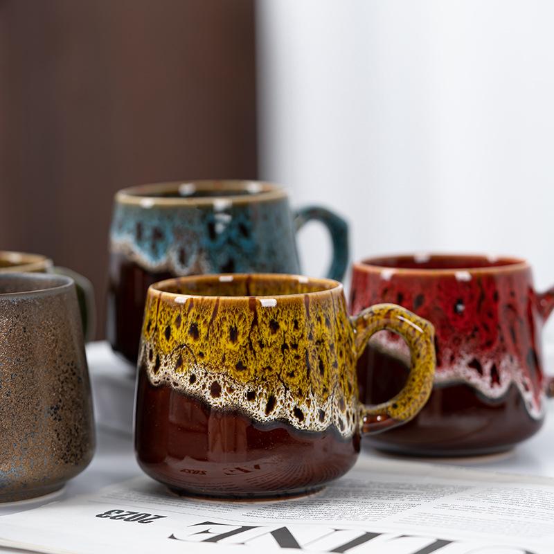 Heavy Colorful Coffee Mugs 300-350ml Handle Ceramic Tea Cup