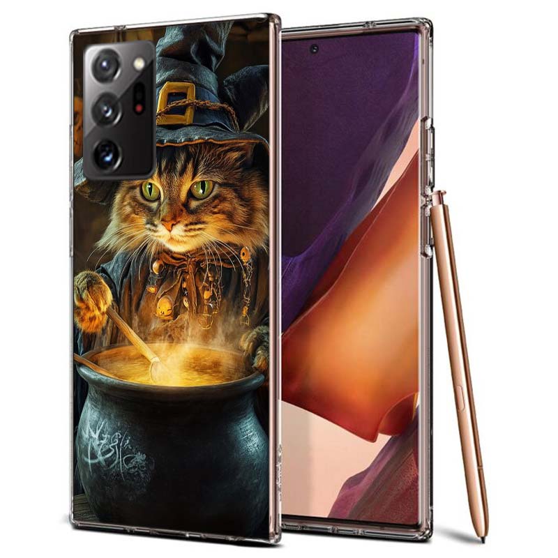 Halloweenové kouzelné kočičí pouzdro na telefon pro Samsung A55 A35 A25 A15 A07 A05S A16 A17 A26 A36 A37 A56 A57 Galaxy Note 20 10 A50S A71 A51 A