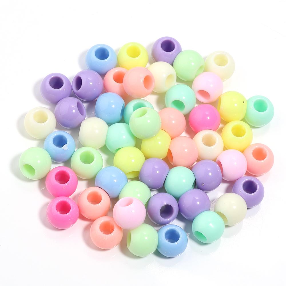 10-200pcs Acrylic Big Hole Beads Candy Color Round Loose Beads for DIY Jewelry Making Bracelets Necklace Keychain Accessories
