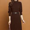 Autumn and Winter Innerwear Dresses Women's Long-sleeved Mid-length Knitted Dress Base Casual Sweater Dress Pullover