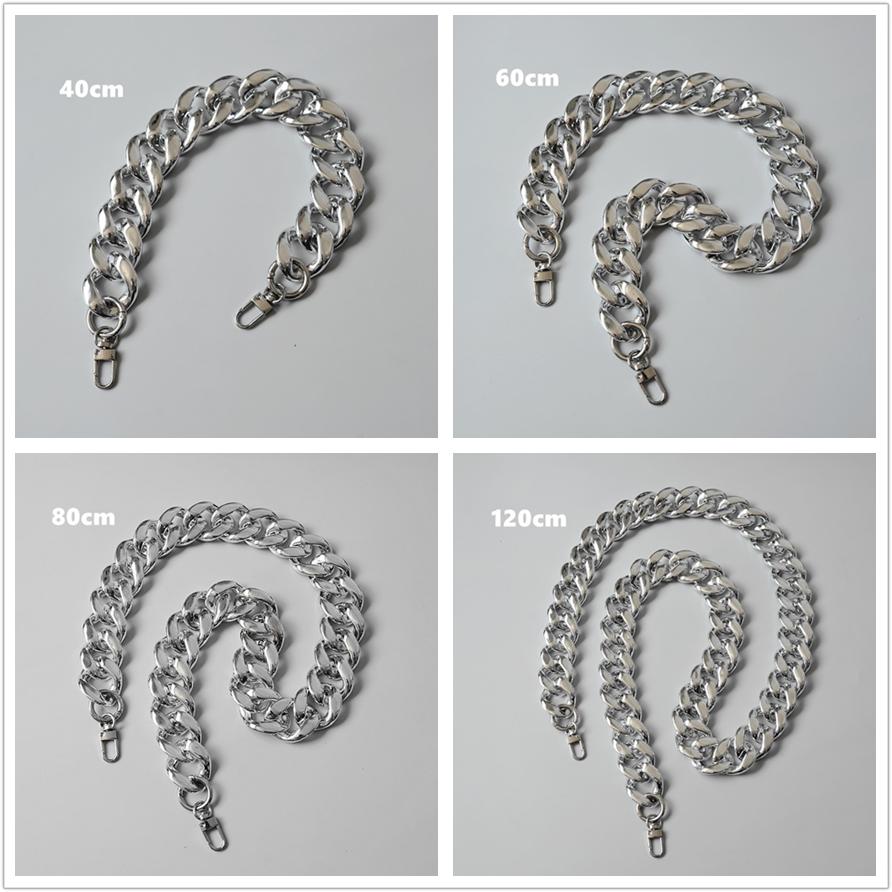 Lanț de accesorii pentru geantă de mână pentru femeie, de înlocuire detașabilă, curea din acril argintiu rece, lanț de rășină solidă pentru umăr pentru femei