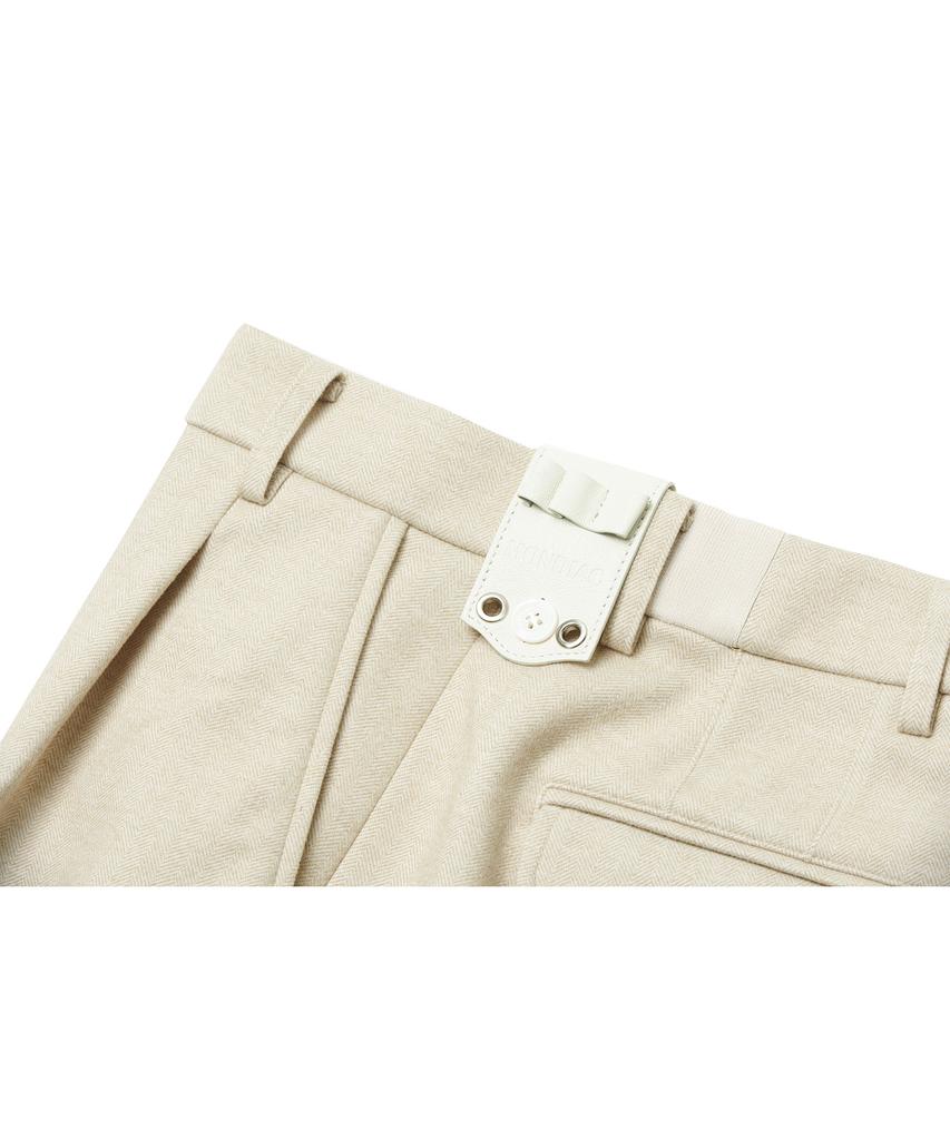Mondiag Men'S Single-Pleat Herringbone Pants (Beige)