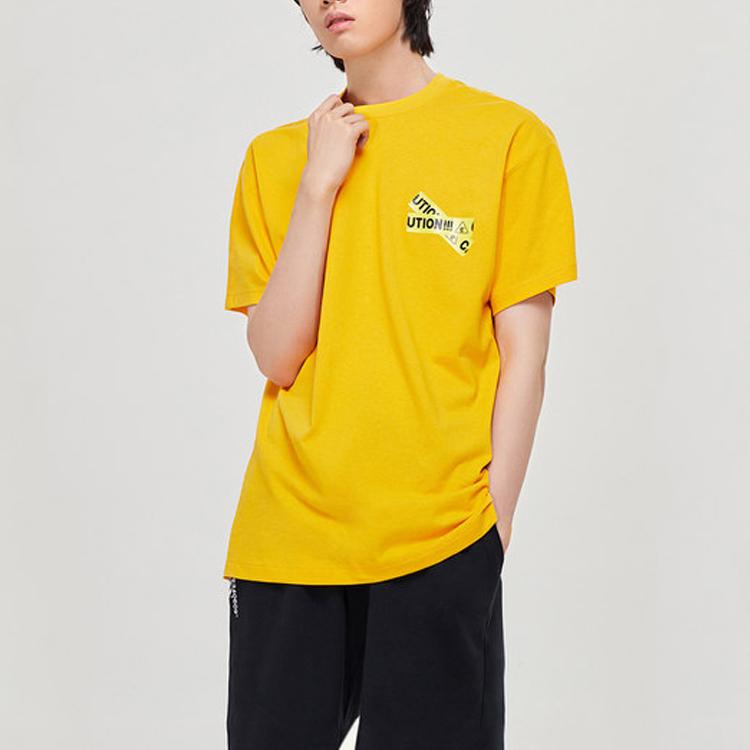 Li Ning X Disney T Shirts Unisex Yellow Crew Neck Moderate Straight Fit AHSP067-3
